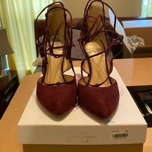 Lace up maroon Jessica Simpson Heels